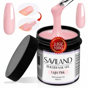 SAVILAND Light Pink Builder Nail Gel, 100g (3.5 oz) – Thick UV Builder Gel for Nail Extensions, Nail Strengthening & Creative Nail Art | Professional Salon & DIY Manicure Gel