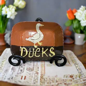 Ducks Mini Redware Plate