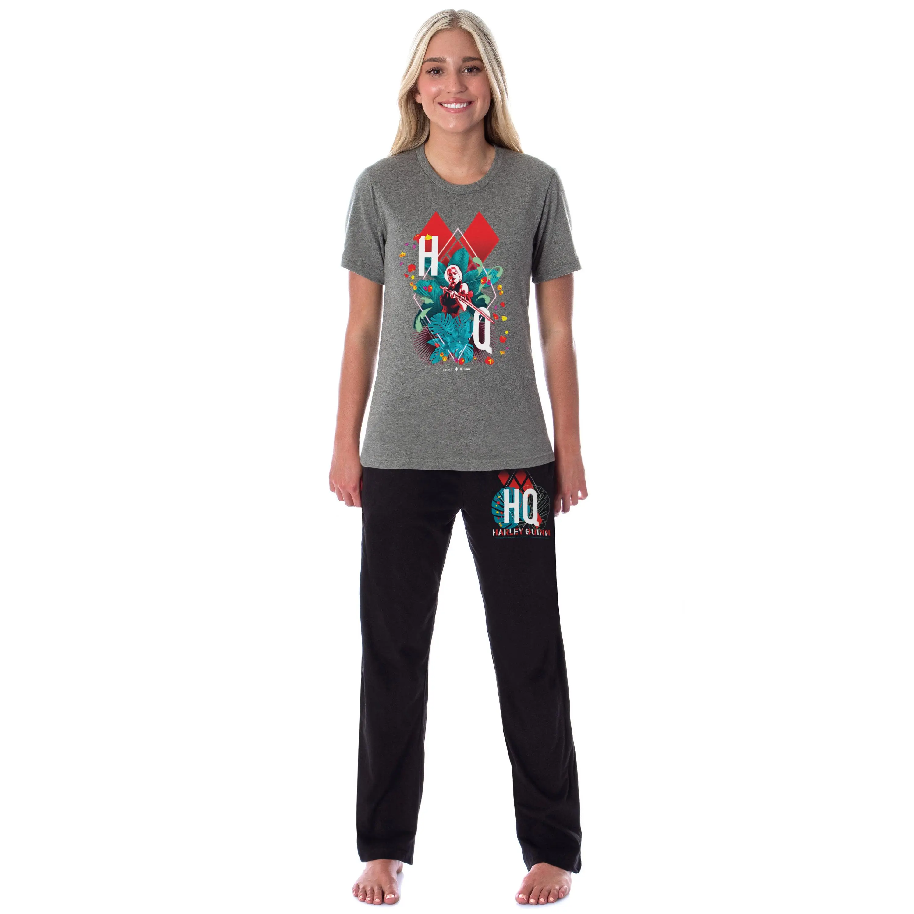 DC Womens' The Suicide Squad Harley Quinn Tropical Movie Sleep Pajama Set