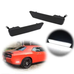 2pcs Smoked Lens White Rear Side Marker lamps LED Lights For 2008 2009 2010 2011 2012 2013 2014 Dodge Challenger, Replace OEM # 68039504AA 68039505AA