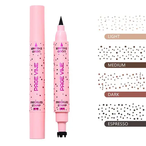 PAGE VINE 2-in-1 Freckle Stamp & Eyeliner Pen for Quick Makeup - Smudge-Proof Waterproof Formula for Natural Freckles & Sharp Eyeliner - Perfect for Travel Festivals & Social Media Content Creation