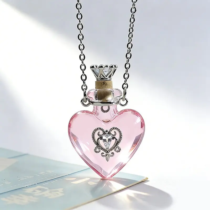 Pink heart shaped essential oil bottle n
