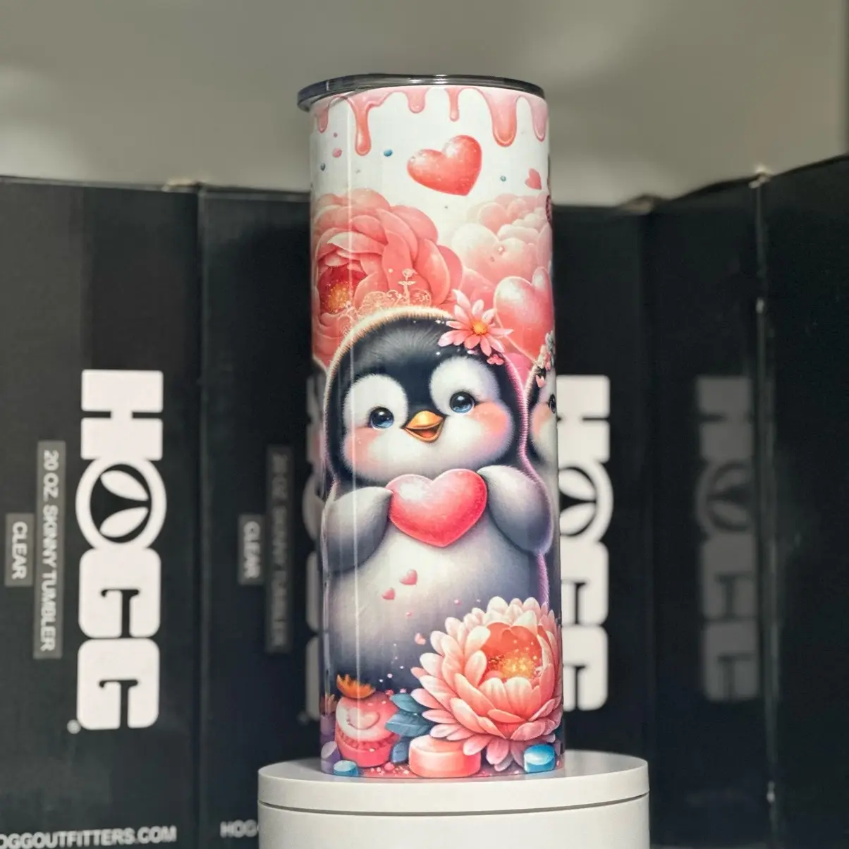 Valentine Penguins Tumbler - Elegant Design for Beverages, Ideal for Valentine's Day Gifts - Bottle, Drinkware