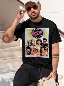 Beverly Hills 90210 season 1 2026 new model Black/White Tee Stylish & Comfortable Loose Crew Neck Short Sleeve T-shirts Versatile On Trend Eye Catching Printed Graphic Casual Tee for Daily Wear Ou
