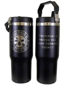 30 oz Tumbler Water Bottle with Flip Straw and Top Handle
