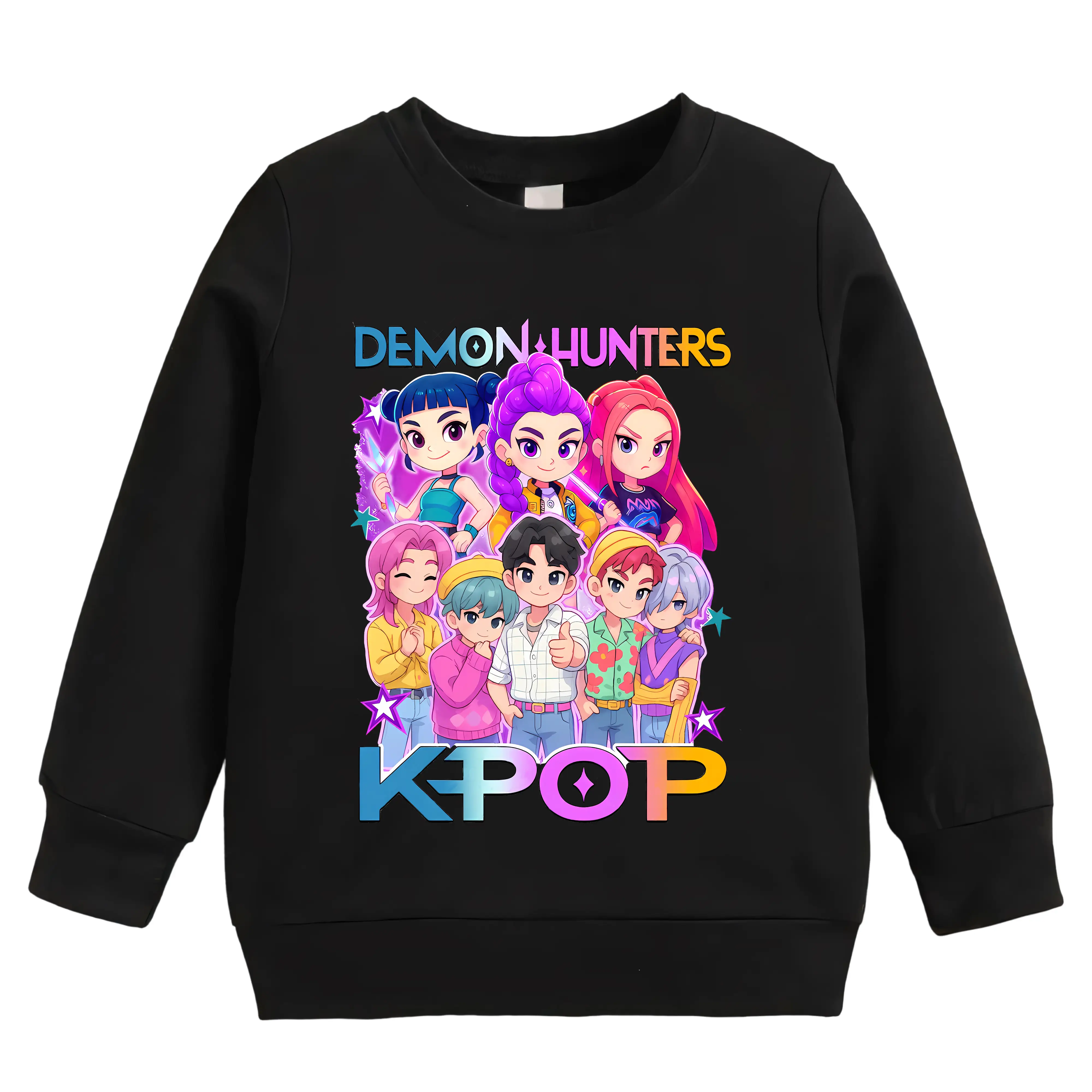 Kpop Demon Hunters Jinu Manga Graphic Tee, Kpop Demon Hunters Sweatshirts for Teens Regular Fit Long Sleeve Cartoon Print Casual Autumn/Winter Clothin
