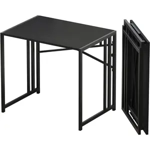 Small Folding Computer Desk 32 inch, Writing Gaming Computer Desk for Small Spaces, No Assembly Required Small Office Desk, Black, FDD31