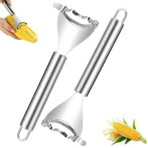 2 Counts Corn Peeler, Stainless Steel Corn Stripper Tool for Efficient Corn Kernel Removal
