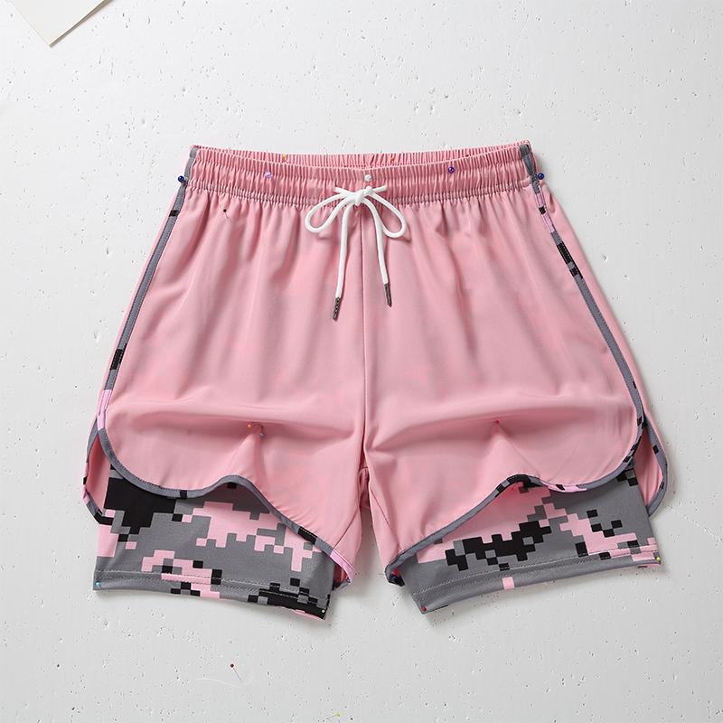 New women’s 2-in-1 casual running shorts with camouflage lining, fitness training shorts with pockets