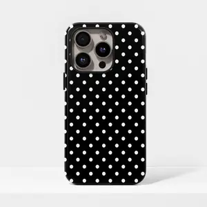 Black and white polka dot pattern collage phone case for iphone 17 16 15 14 13 12 11 Plus Pro Max Case,  S25 S24 S23 S22 Plus Ultra