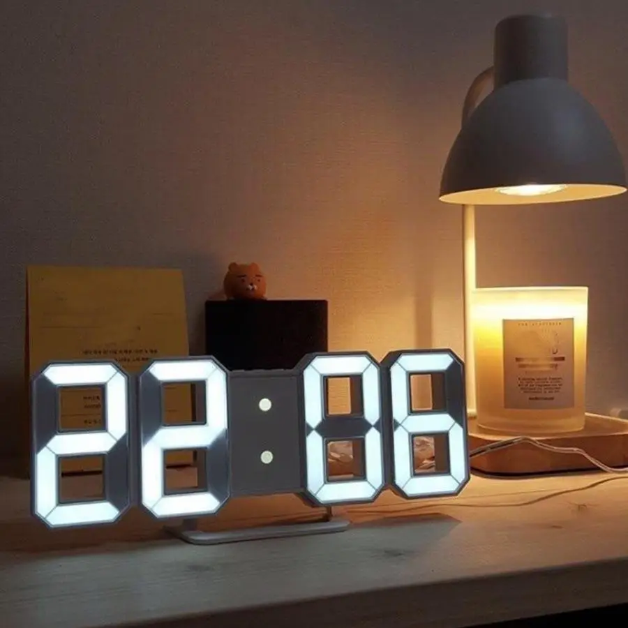 LED Digital Wall Clock, 1 Count USB Powered Desk Alarm Clock with 3 Display Modes, Fashion Night Light Decor Clock for Kitchen Bedroom Office