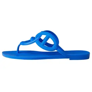 Hermes Egerie Women's Blue Toe-Thong Sandals with Slip-On Design