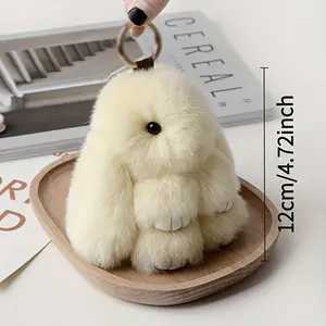 Cute Bunny Plush Keychain Soft Stuffed Animal Multifunctional Women's Keychain Set Accessories Hand Bag Charm for Cars and Purse