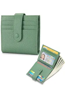 Women's Solid Color Leather Bifold Wallet, Fashionable Zipper Coin Purse with ID Window, Casual Versatile Card Holder, Credit Card Organizer for Daily Use