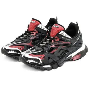 Pre-owned Balenciaga Polyester Small Leather Goods Track2 Mesh Metallic Chunky Sneaker