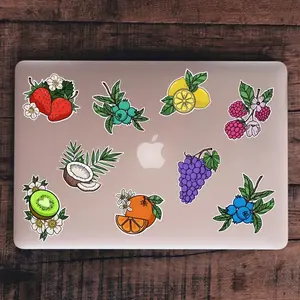 Fruit Sticker Pack 9 Botanical Vinyl Stickers Strawberry Lemon Blueberry Citrus Decals for Laptops Journals Scrapbooks Gifts