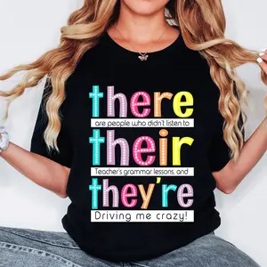 [Sale Up To 50%] Unisex T-Shirt Funny Teacher , Back To school, Teacher Appreciation, Teacher Gift, Teacher Sublimation, Bright Doodles Dots, Teacher Quotes, Grammar