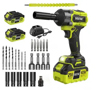 SEESE 3 in 1 Cordless Impact Wrench 590 FT-LBS(800N.m) 3200IPM 1/2 Impact Gun High Torque Electric Impact Driver Cordless Impact Wrench with 21V 2 x4.0Ah Battery ,LED Light,9 Sockets,8 Drills,6 Screws & Case for Home Car Tire Lug Nut Removal Tool summervi