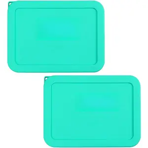 6 Cup Rectangle Silicone Storage Cover Lids Replacement for Pyrex 7211-PC Glass Bowls, Container not Included (Mint)