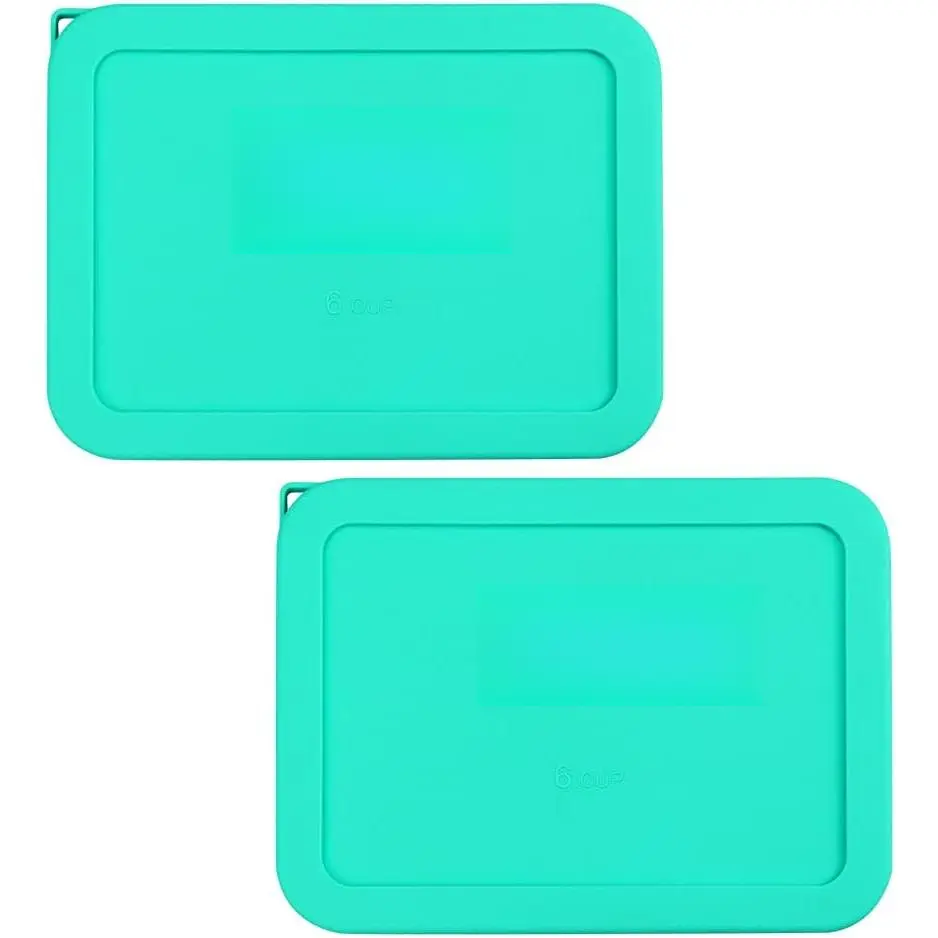 6 Cup Rectangle Silicone Storage Cover Lids Replacement for Pyrex 7211-PC Glass Bowls, Container not Included (Mint)