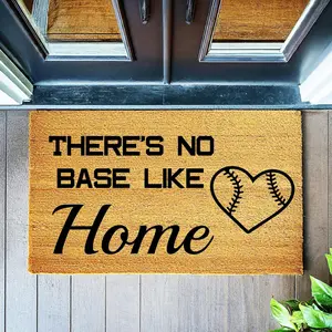 Doormat There's No Base Like Home Welcome Mat - Cute Doormat - Baseball Doormat - Home Doormat - Funny Door Mat - Family Gift Homerun 3061zz