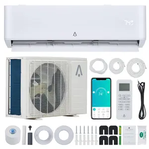 9000 BTU AC 23 SEER, Cools Room Up to 550 Sq. Ft, Wall Mount Ductless Mini C Heat Pump Full Set with  Installation Kit Split System Air Conditioner, White