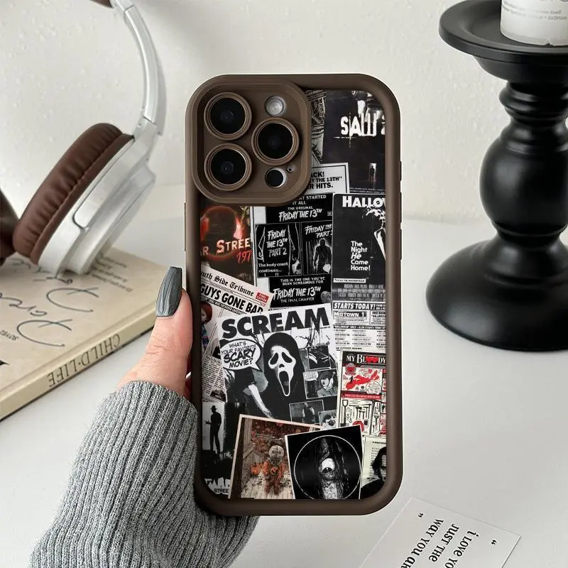 Horror Movie - Halloween anxiety Phone Case I Scary Scream Terrifier | Cover for iPhone 17 16 15 14 13 12 SE Max Pro, Gift Protection Protector Cellphone Protective