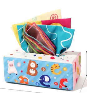 Sensory Pull Along Baby Tissue Box, Early Learning & Development Montessori Toy for Babies and Toddlers - Tear-Free Paper Drawing, Multipurpose Crinkle Tissue Sensory Toy, Comfort Toy
