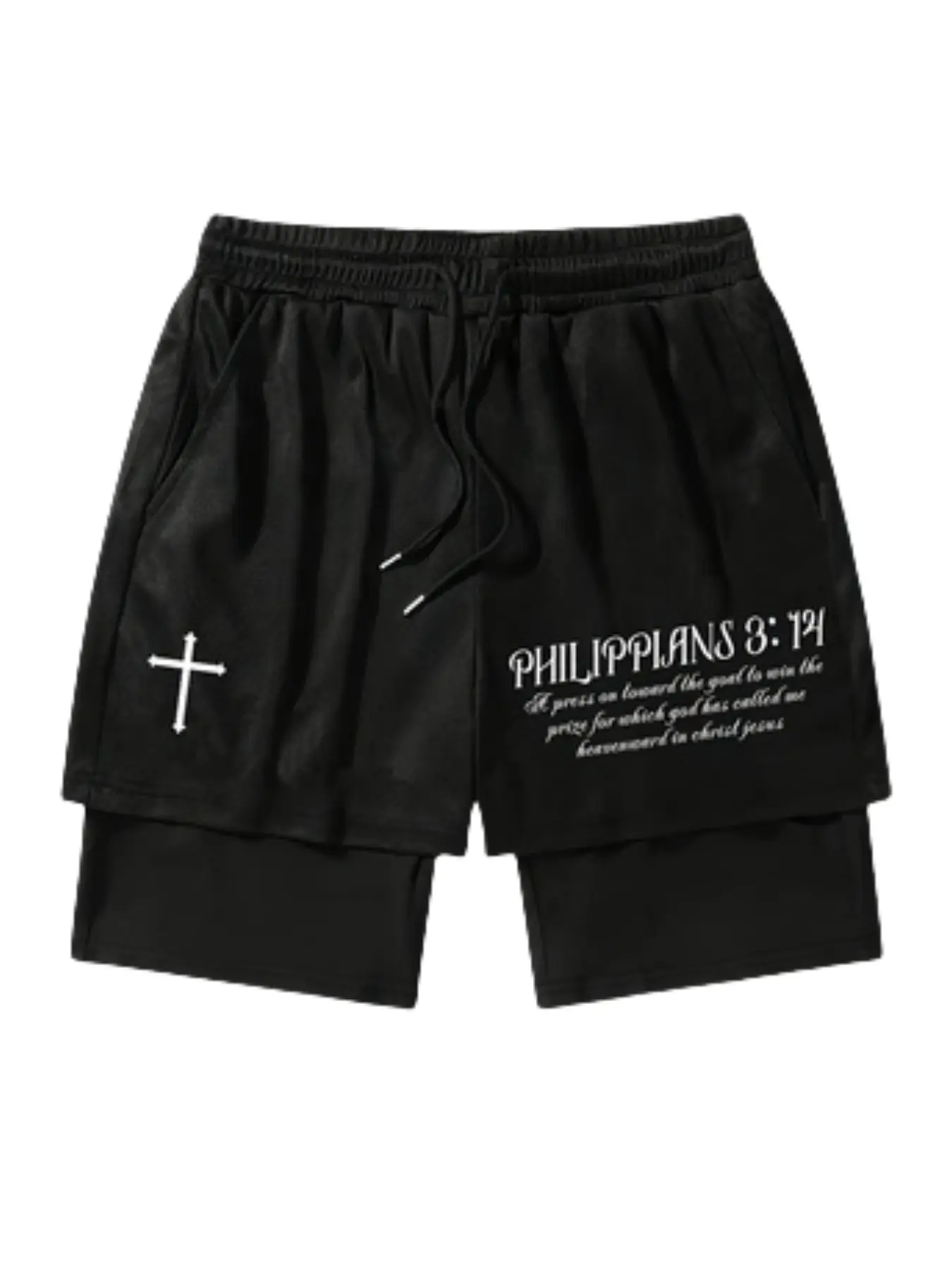 Women's 2 in 1 Workout Shorts Cross John 3:16 Print Undeniable Double Layer Running Shorts Anti Chafe Gym Athletic Shorts