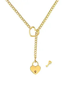 Fashion Heart Lock Pendant Necklace, Stainless Steel Electroplated Silver Color, Punk Gothic Cuban Chain Jewelry, Unique Accessory