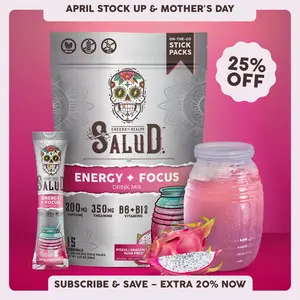 Salud 2-in-1 [Energy + Focus – Pitaya | Dragon Fruit] Clean Energy Drink Mix, Agua Fresca, Organic Caffeine (200mg), L-Theanine (350mg), L-Tyrosine, Vegan, Non-GMO, Gluten Free, Low Calorie, 1g Sugar (15 Servings)