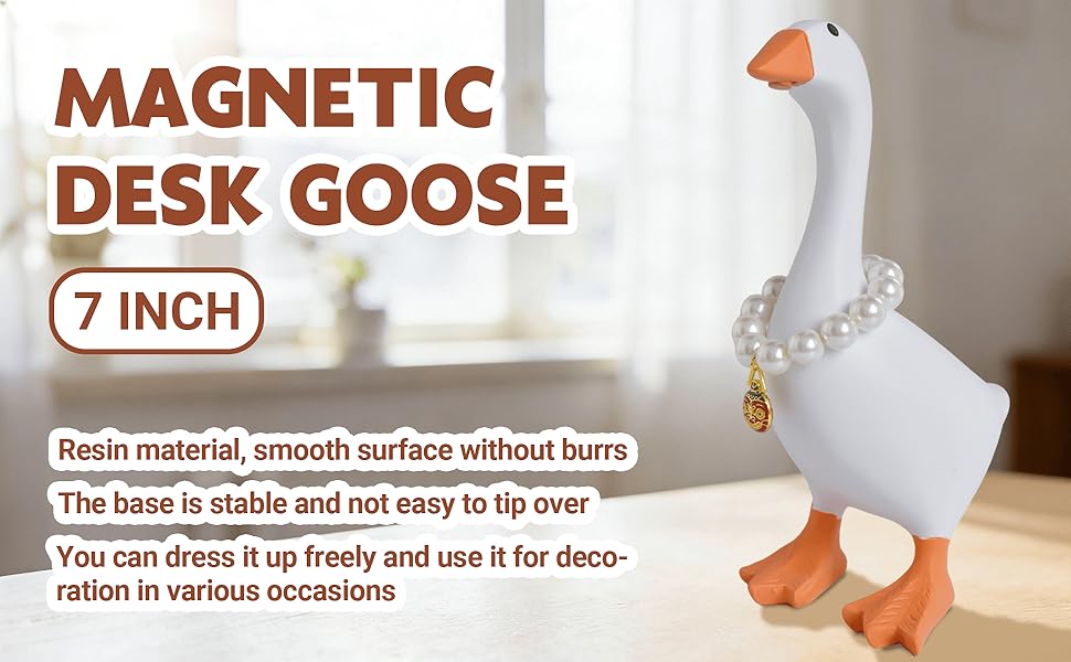 7-Inch Resin Goose Desk Statue with Magnetic Beak and Pearl Necklace – Funny Desktop Figurine Key Holder, Cute Home Office Decor, Holiday Gift, Housewarming Ornament, Silly Decorative Accent for Bedroom & Office Indoor Decoration Articulating Miniatures 7-Inch Resin Goose Desk Statue with Magnetic Beak and Pearl Necklace – Funny Desktop Figurine Key Holder, Cute Home Office Decor, Holiday Gift, Housewarming Ornament, Silly Decorative Accent for Bedroom & Office Indoor Decoration Articulating Miniatures