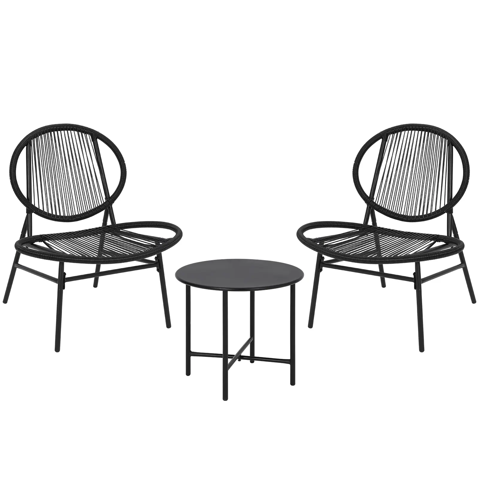 3 Piece Acapulco Patio Bistro Set Handwoven Rope Chairs & Side Table Outdoor Indoor Leisure Furniture