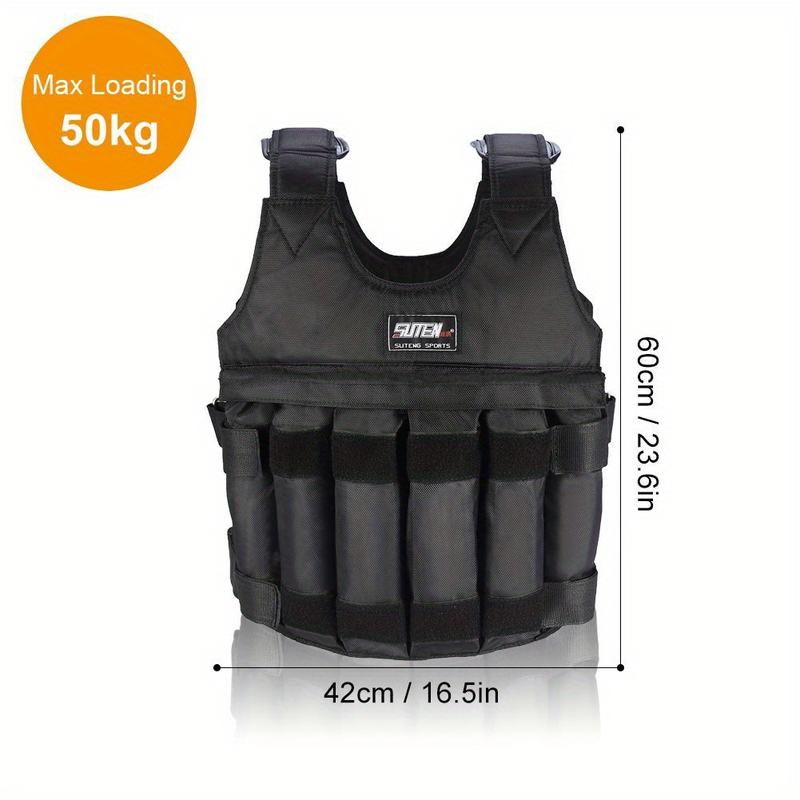 Weighted Vest, Max Loading 110lbs, Adjustable Weight Vest, Fitness Exercise Vest Strength Training Vests Boxing Jacket Workout Equipment for Men Women Sport Running Jogging Workout (with 12 Empty Sandbags, Without Steel Plate Or Sand)