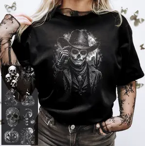 Halloween halftone gangsheet - DTF Transfer - Heat Press Required - 8 designs - Only for dark shirts