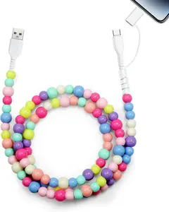 Beaded 2-in-1 Charging Cords - 3.3ft Charger for All Device USBC & Lightening