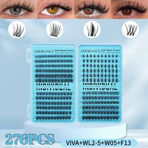 ADORANCE 276PCS Lash Clusters 4 Style Wispy Lashes, VIVA+WL2-5+W05+F13 Cluster Eyelash Extensions, Soft Natural Look False Eyelashes for Daily, Dating & Party Makeup