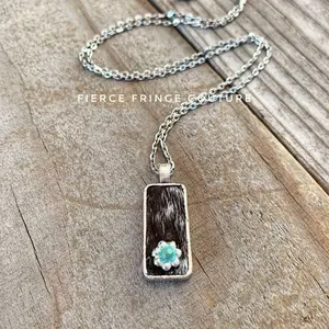 Cowhide Daisy Necklace