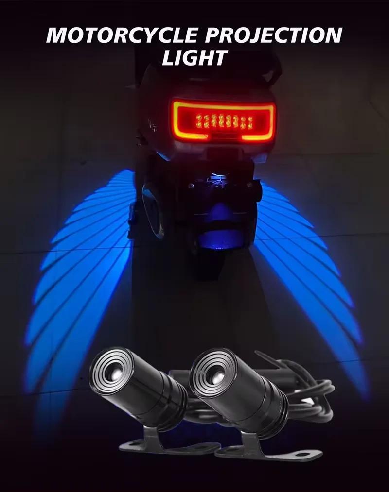 2pcs Angel Wings Welcome Light For Motorcycle LED Underbody Light Projector Decorative Atmosphere Light Accessories