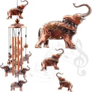 Elephant Design Wind Chime, 4 Counts/set Creative Copper Elephant Decor, Indoor and Outdoor Decorative Accessory, Perfect Keepsake Gift for Moms and Women