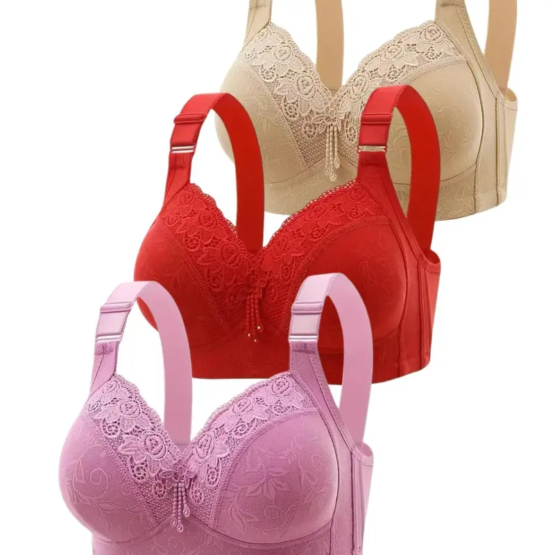 Women's Contrast Lace Push Up Bra, Adjustable Strap Bra, Soft Comfortable Breathable Casual Feminine Everyday Lingerie Underwear for All Seasons, Aesthetic, Pushup Bra