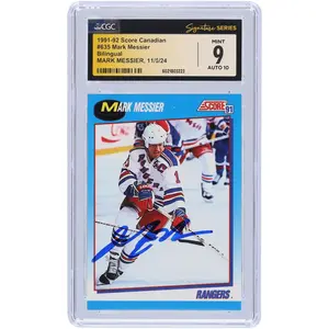 Mark Messier New York Rangers Autographed 1991-92 Score Canadian Bilingual #635 CGC Fanatics Witnessed Authenticated 9/10 Card - Fanatics Authentic Certified