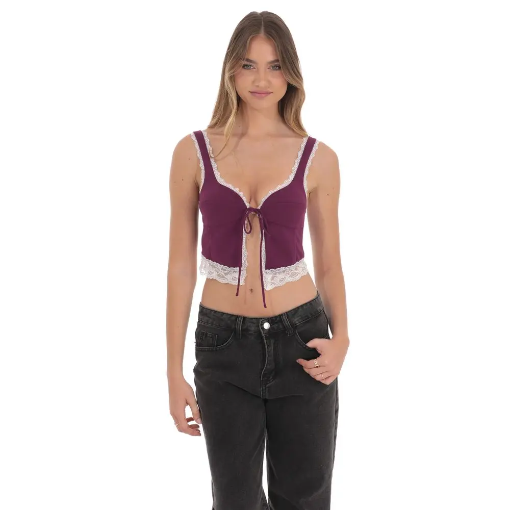 Lace Vest Top in Purple