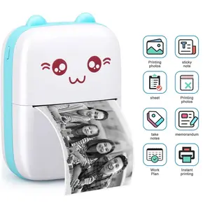 Girl Mini Thermal Label Printer 1 Set Portable Rechargeable Photo Thermal Printer Portable Handheld Printer Inkless Thermal Printer Thermal Printers Multi-purpose Pocket Photo Printing Machine Set School Supplies Boy And Girl Thermal Printer