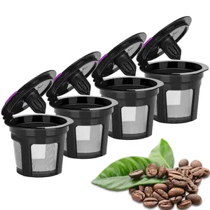 Reusable K Cups for Keurig 2.0 & 1.0 Brewers -4 Packs Refillable Coffee Pods, Universal Kcup Filters, Eco-Friendly and Easy to Clean. Mesh Steel