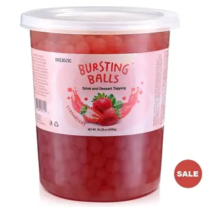 SYRUVIA Boba Pearls Popping Bursting Boba, Tapioca Pearls For Bubble Tea (Strawberry , 2 LB 1 Pack) Sweet Beverage