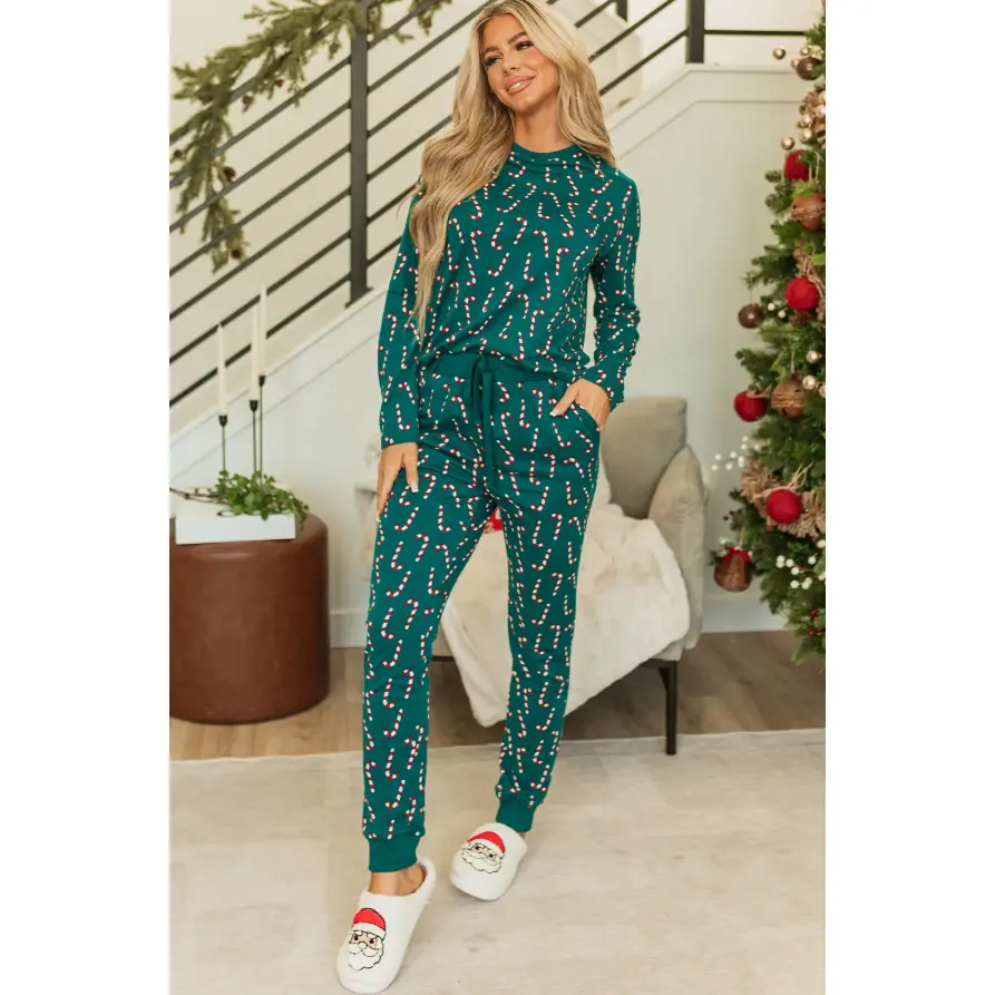 Green Christmas Candy Cane Lounge Set