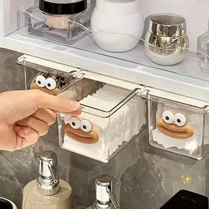 Cute Cartoon Wall-Mounted Storage Box Set, Bathroom Organizer, Light Weight, Perfect for Vanity and Washroom, Fun Design