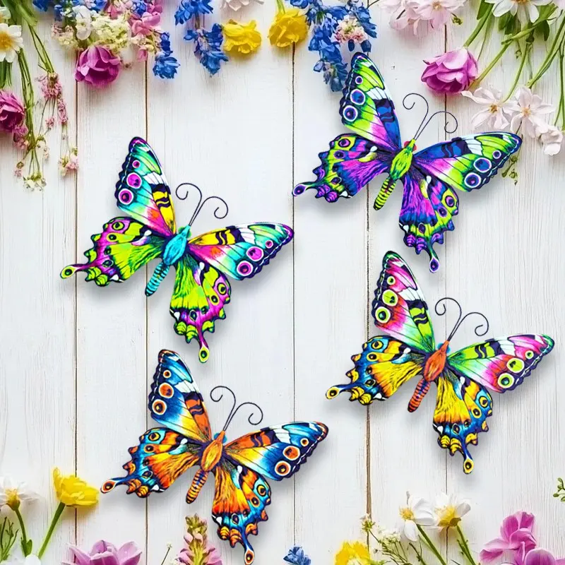 Colorful Metal Butterfly Wall Art, Iron Home Outdoor Decorations for Gardens, Courtyards, Living Rooms, Bedrooms, Terraces, Balconies