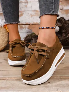 New Lace-Up Thick Sole Casual Shoes, Comfortable Versatile Design, Eye-Catching Style, Perfect for Daily Wear & Outdoor Activities, Walking Shoes